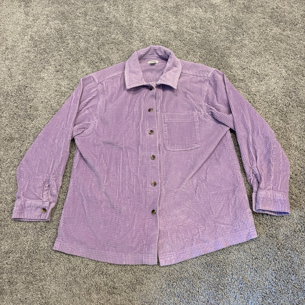 LL Bean Womens Vintage Corduroy Shacket Size Petite Small Purple 100% Cotton EUC